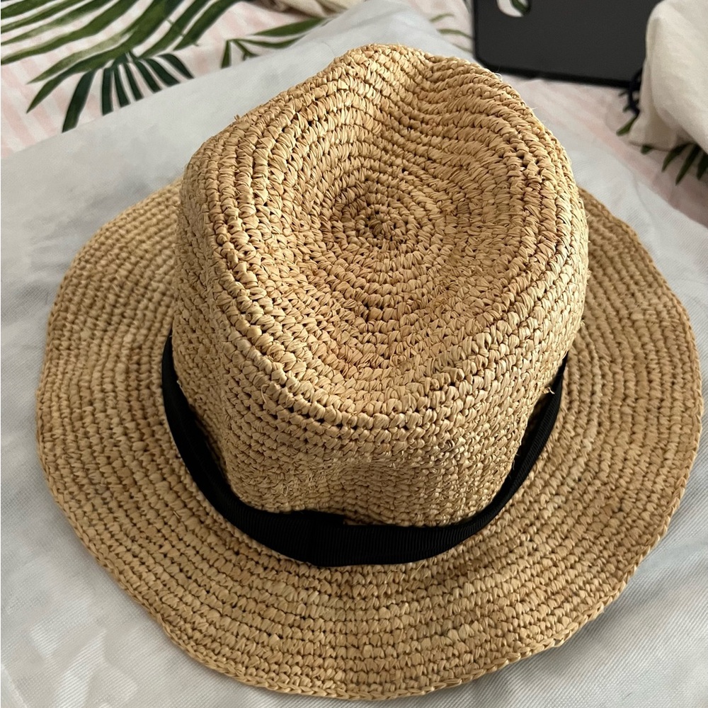 J.Crew Packable Stylish Straw Hat with Black Band